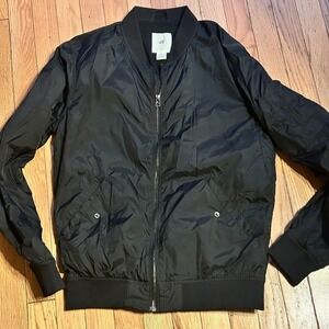 H&M Parachute Material Bomber‎ Jacket Black Size Small Womens T46-11